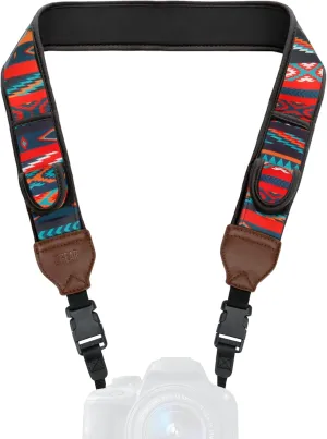USA Gear TrueSHOT Neck Strap Neoprene Camera Straps - Padded Camera Strap, Pockets, and Quick Release Buckles - Compatible with Canon, Nikon, Sony and More DSLR and Mirrorless Cameras (Southwest)