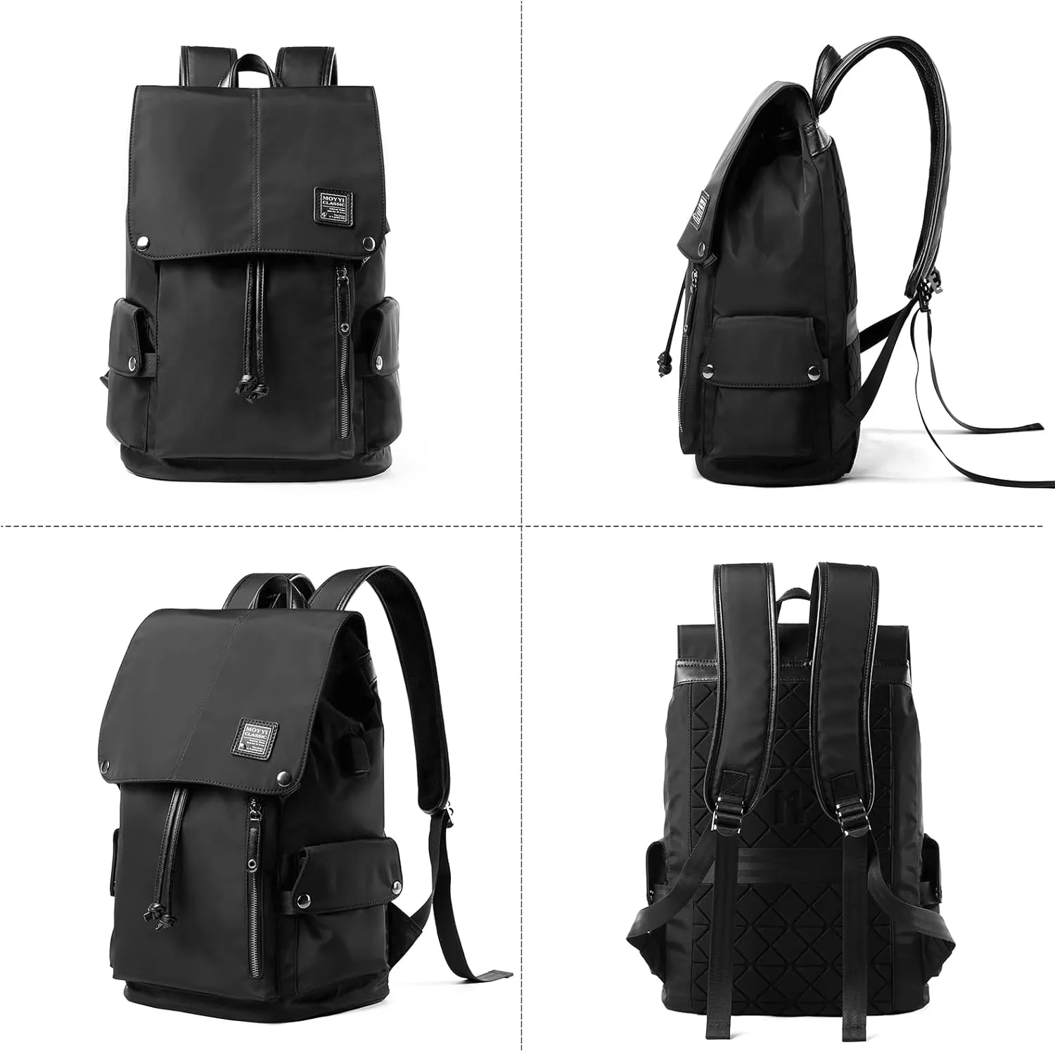 Vintage Backpack Men Fit 15.6 Laptop Waterproof School Bag Casual Suitable Fitness Sports Travel Hiking Work Commuting Class College Bookbag Black