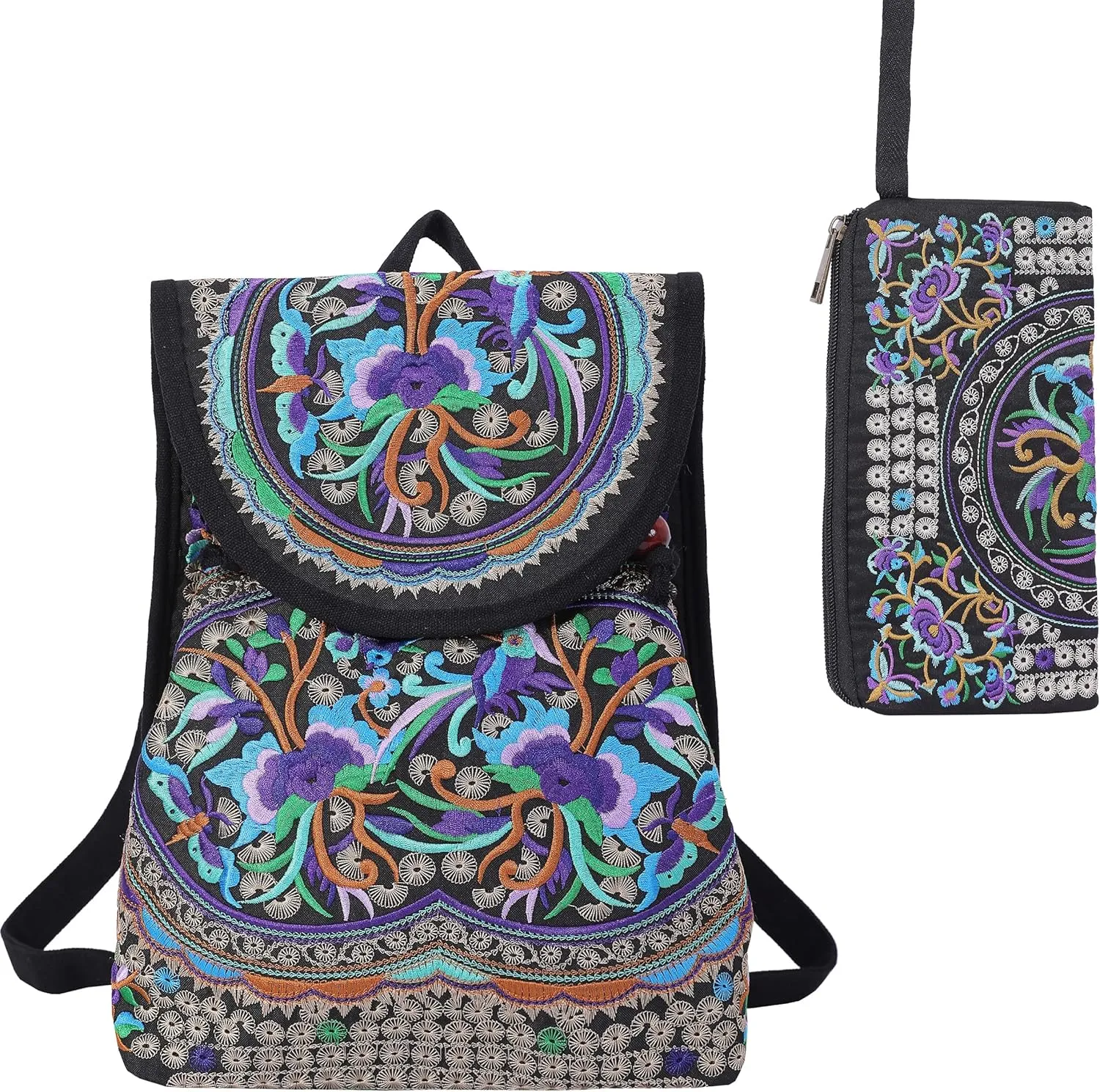 Vintage Embroidered Women Backpacks Boho Backpack Purse Ethnic Travel Shoulder Bag for Women