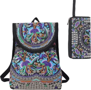 Vintage Embroidered Women Backpacks Boho Backpack Purse Ethnic Travel Shoulder Bag for Women