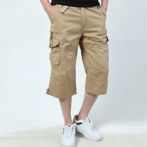 Wenkouban Back To School Male Shorts Multi Pocket Summer Loose Zipper Breeches Khaki Grey Plus Size Short Pant Casual Cotton Black Long Mens Cargo Shorts