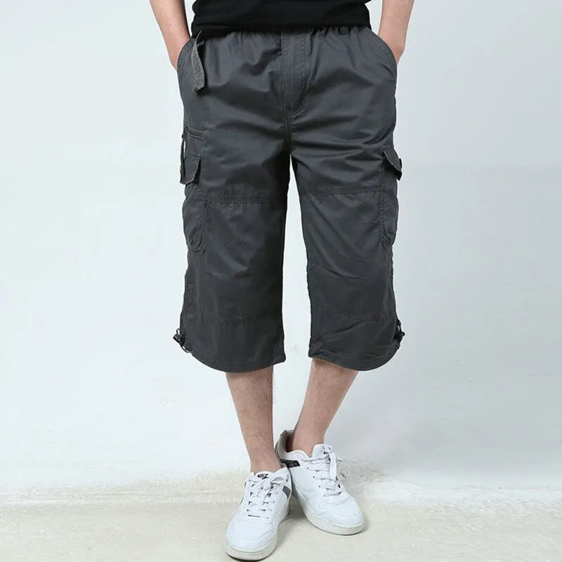 Wenkouban Back To School Male Shorts Multi Pocket Summer Loose Zipper Breeches Khaki Grey Plus Size Short Pant Casual Cotton Black Long Mens Cargo Shorts