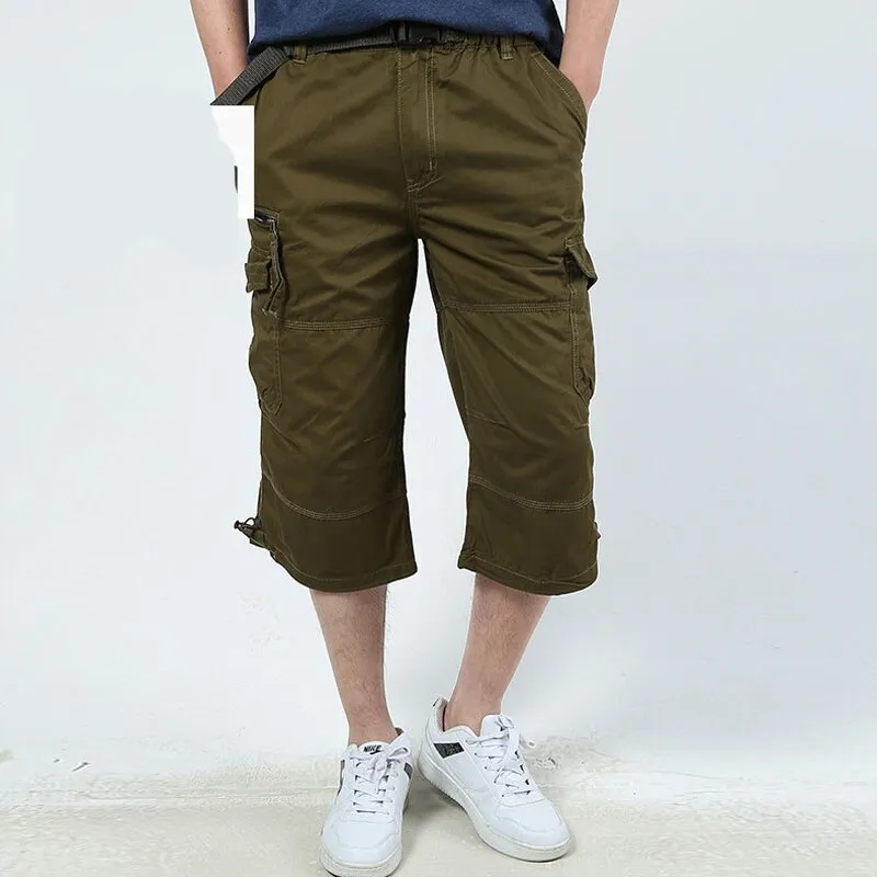 Wenkouban Back To School Male Shorts Multi Pocket Summer Loose Zipper Breeches Khaki Grey Plus Size Short Pant Casual Cotton Black Long Mens Cargo Shorts