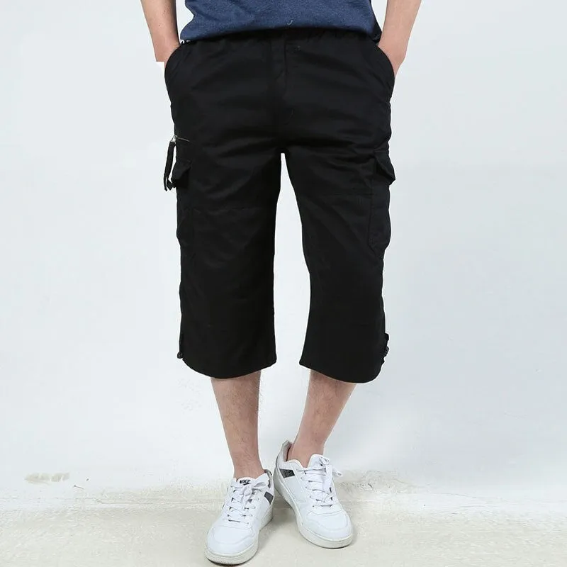 Wenkouban Back To School Male Shorts Multi Pocket Summer Loose Zipper Breeches Khaki Grey Plus Size Short Pant Casual Cotton Black Long Mens Cargo Shorts