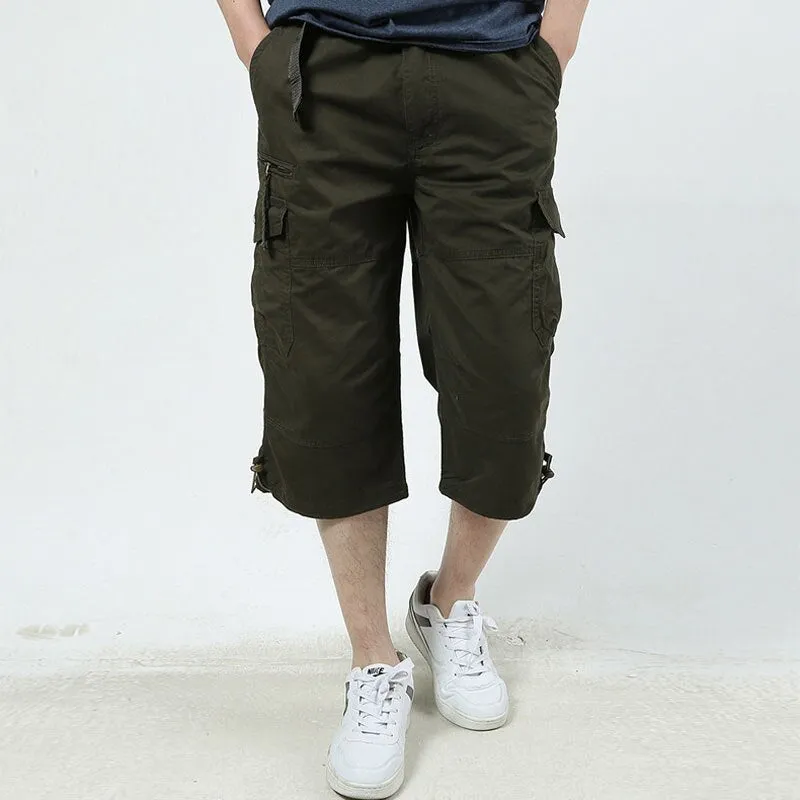 Wenkouban Back To School Male Shorts Multi Pocket Summer Loose Zipper Breeches Khaki Grey Plus Size Short Pant Casual Cotton Black Long Mens Cargo Shorts
