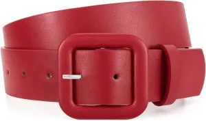 WHIPPY Women Leather Belt Candy Color Fashion Square Buckle Belt Ladies Belt for Jeans Pants Dresses