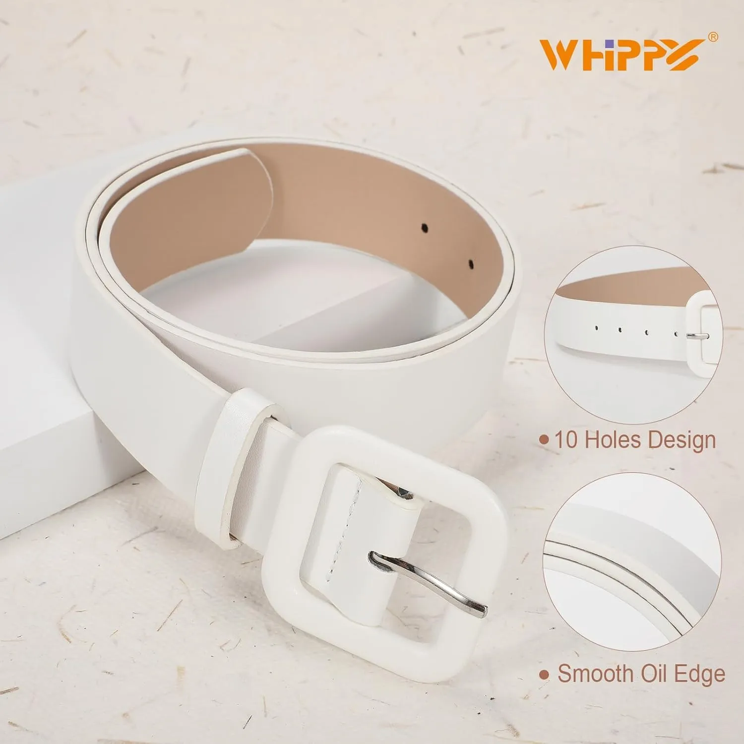 WHIPPY Women Leather Belt Candy Color Fashion Square Buckle Belt Ladies Belt for Jeans Pants Dresses