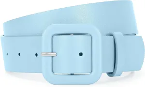 WHIPPY Women Leather Belt Candy Color Fashion Square Buckle Belt Ladies Belt for Jeans Pants Dresses