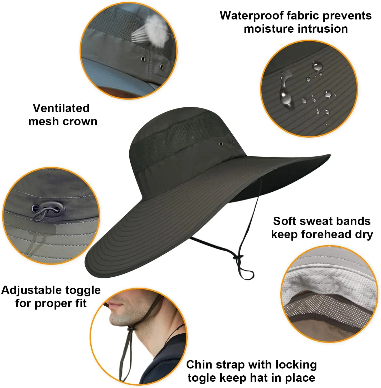 Wide Brim Sun Hat for Men Women UV Protection Ventilated Summer Hats for Fishing Hiking Garden Beach