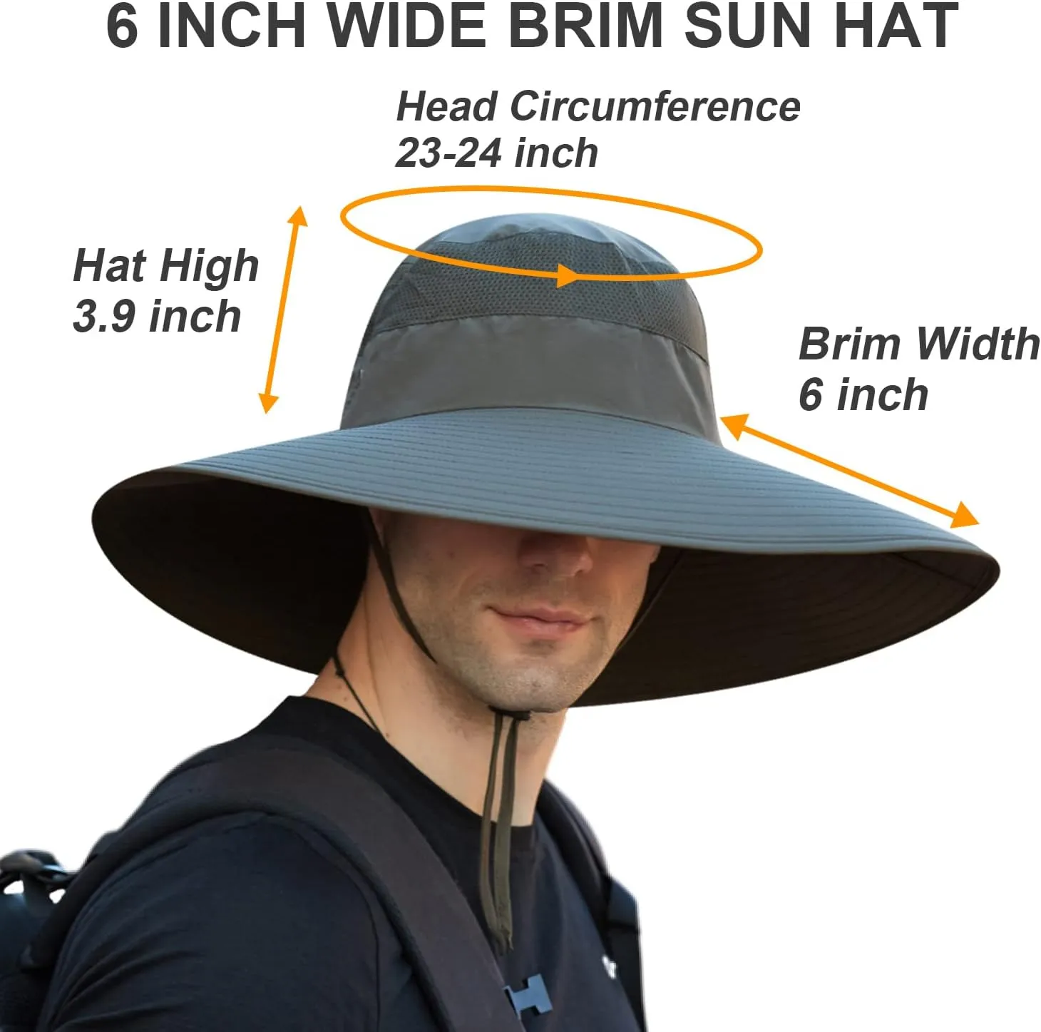 Wide Brim Sun Hat for Men Women UV Protection Ventilated Summer Hats for Fishing Hiking Garden Beach