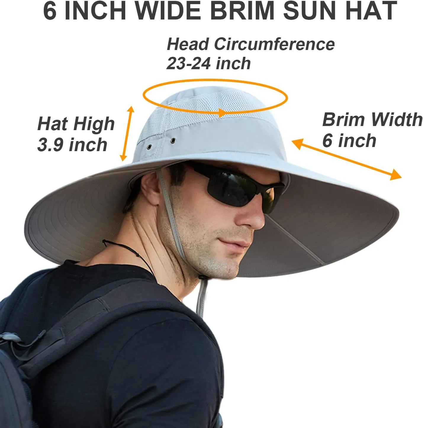 Wide Brim Sun Hat for Men Women UV Protection Ventilated Summer Hats for Fishing Hiking Garden Beach