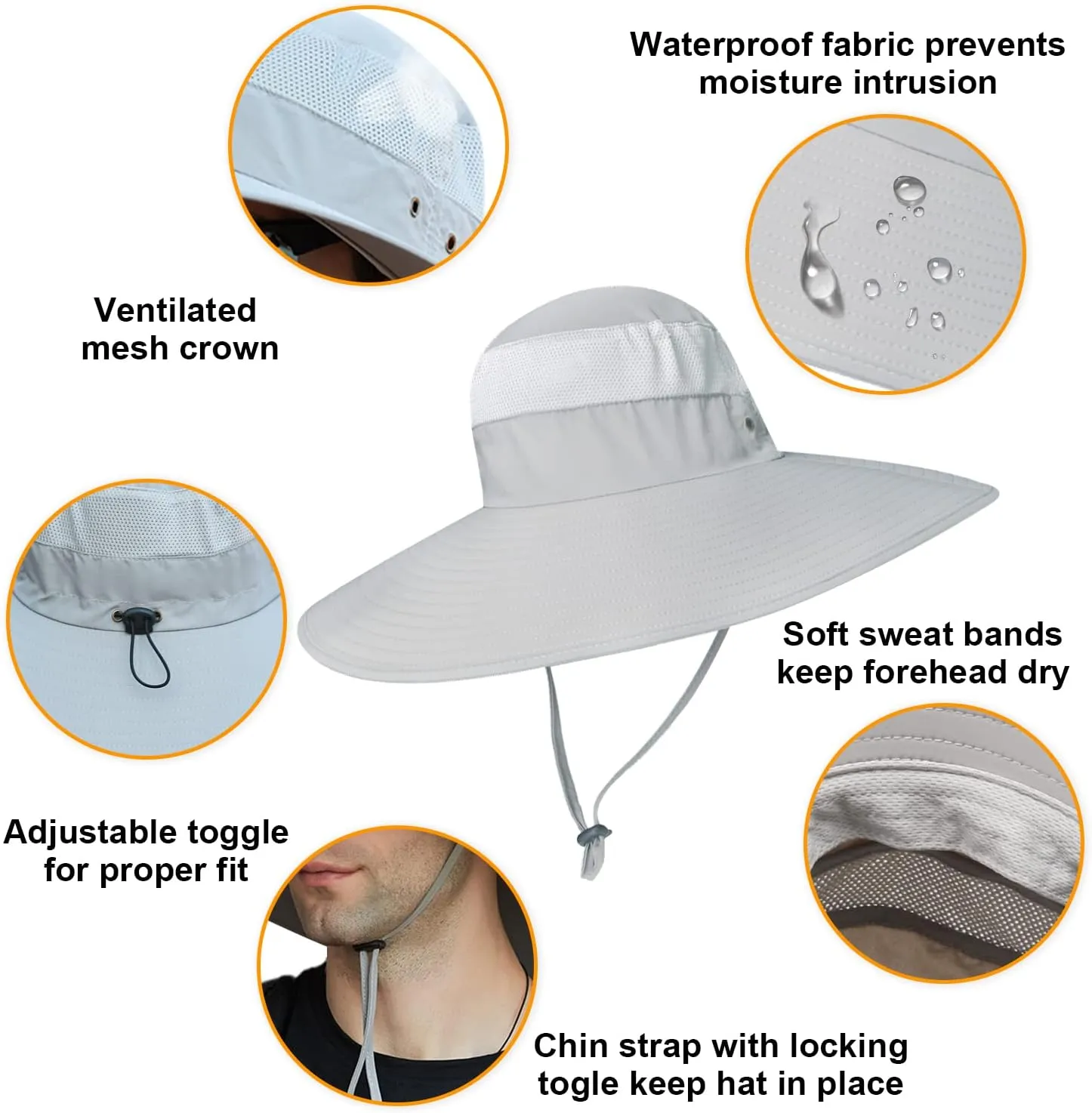 Wide Brim Sun Hat for Men Women UV Protection Ventilated Summer Hats for Fishing Hiking Garden Beach