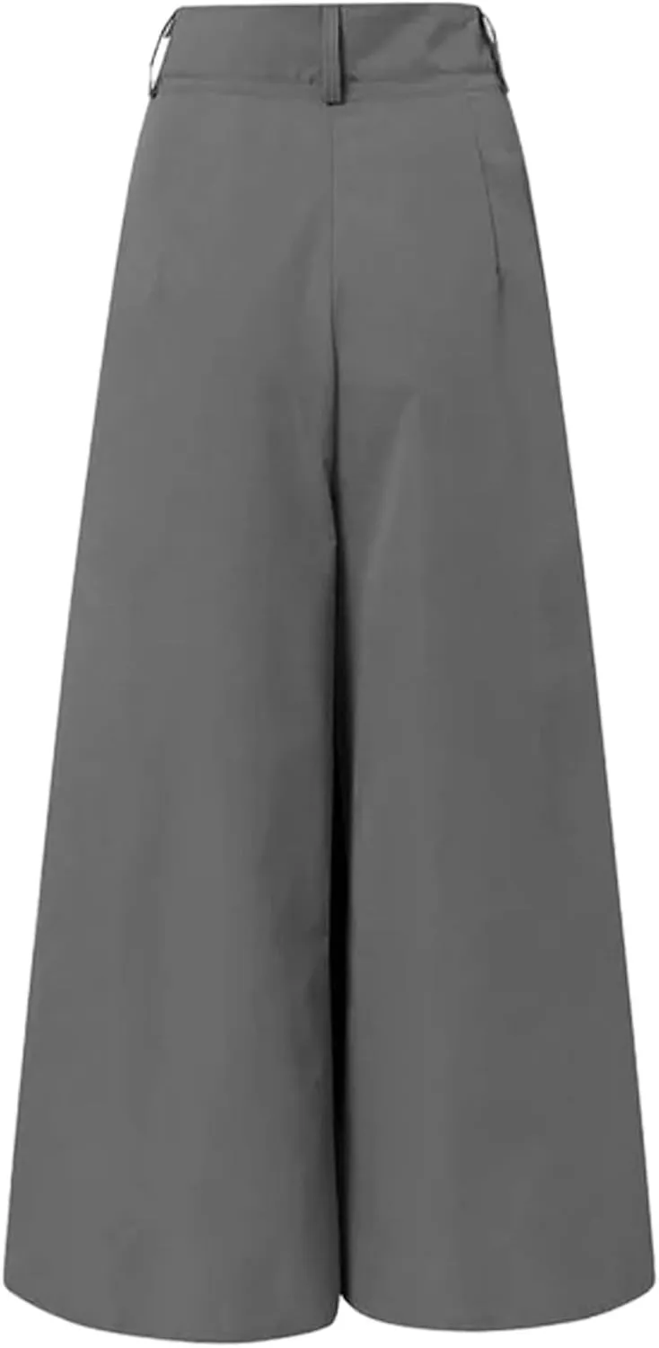 Wide Leg Pants for Womens Summer Elastic High Waist Palazzo Pants Flowy Baggy Comfy Casual Trousers Pockets 2025