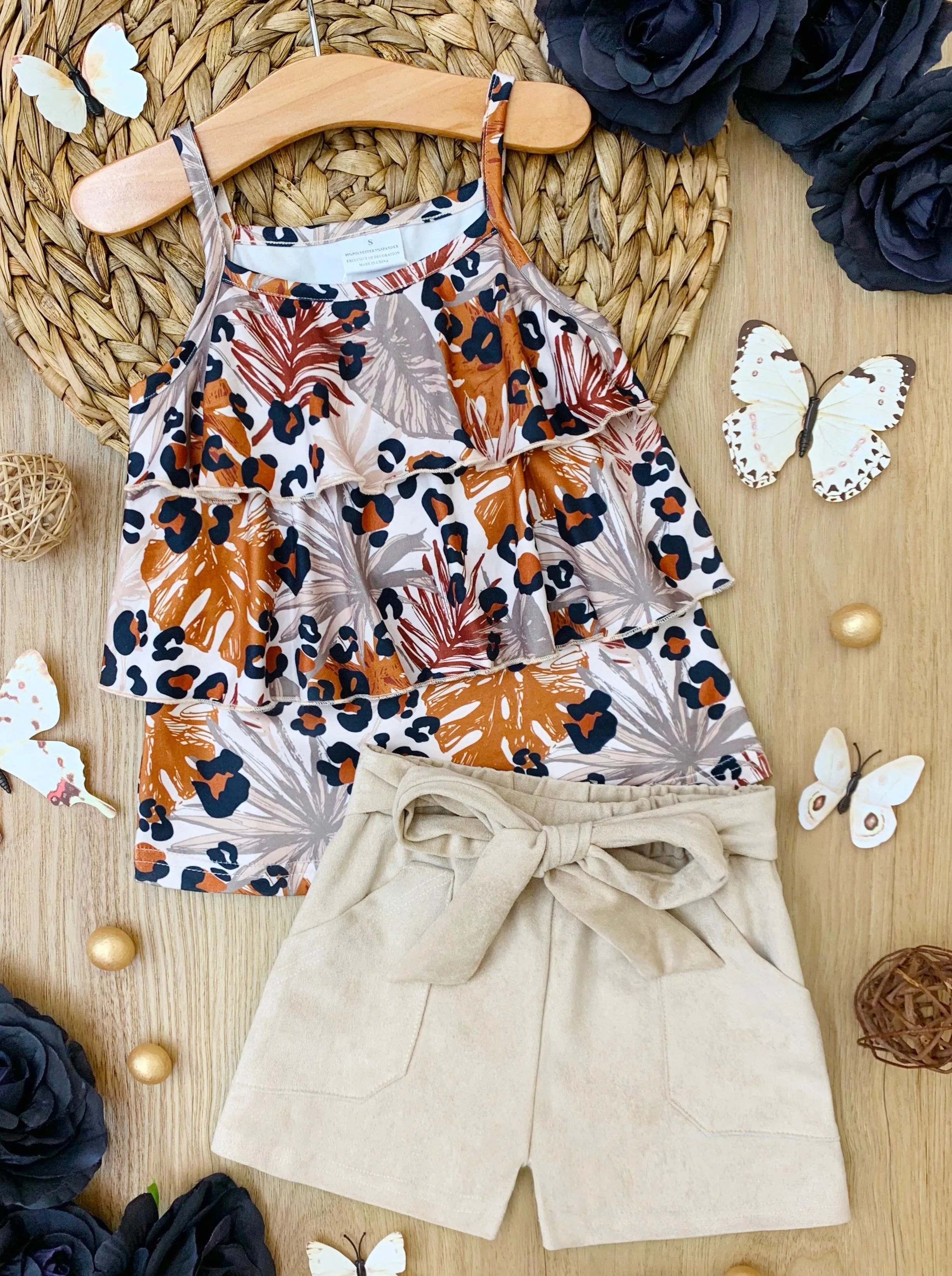 Wild Safari Ruffled Tank Top And Short Set