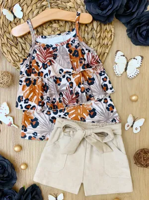 Wild Safari Ruffled Tank Top And Short Set