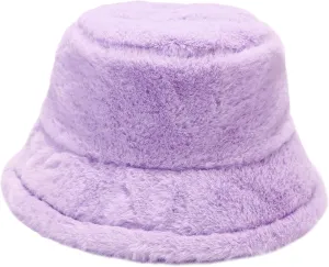 Winter Fluffy Fuzzy Bucket Hat Plush Furry Faux Fur Fisherman Hats Warm Hat for Women