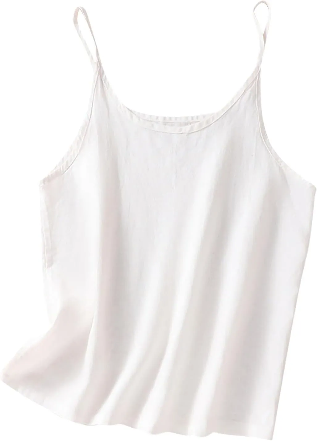 Women Cotton Linen Camisole Tank Tops Spaghetti Strap Tees Cami Top Sleeveless Shirts Trendy Plain Loose Basic Tanks