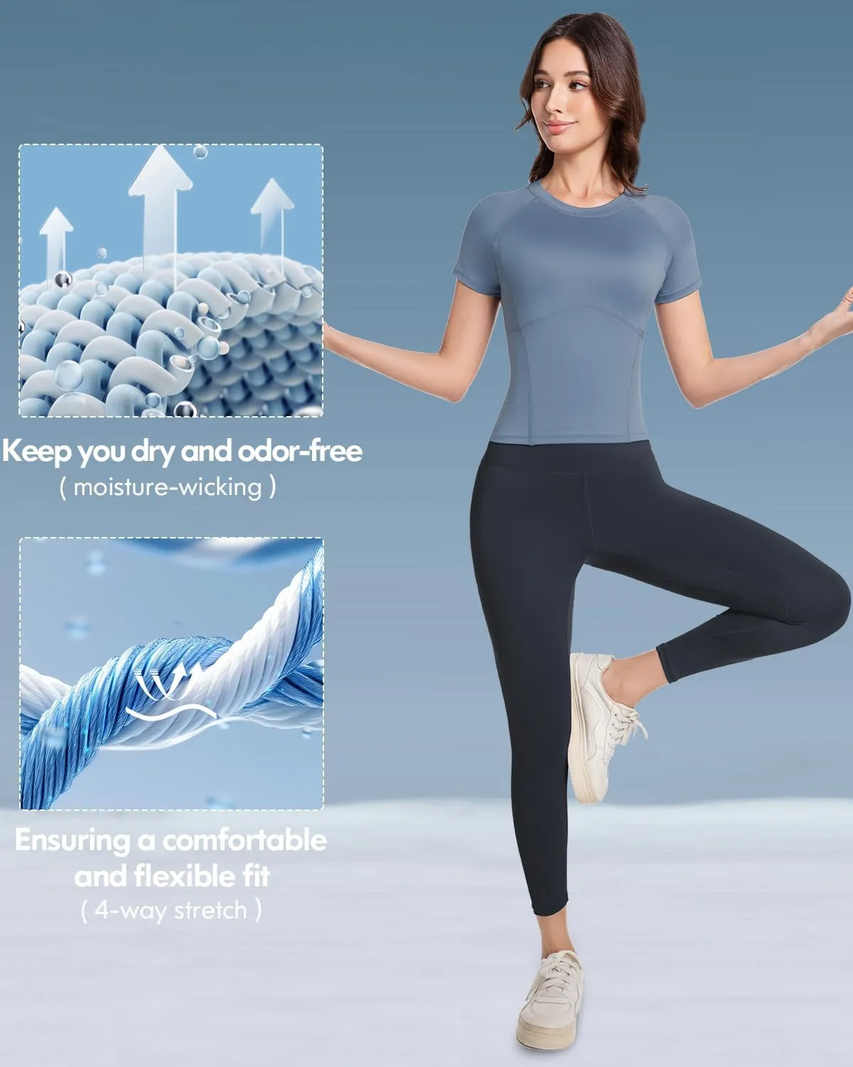 Women's Compression Shirts Short Sleeve Athletic Workout Top Dry Fit Sun Protection T-Shirt for Gym Yoga Running 2 4 Pack