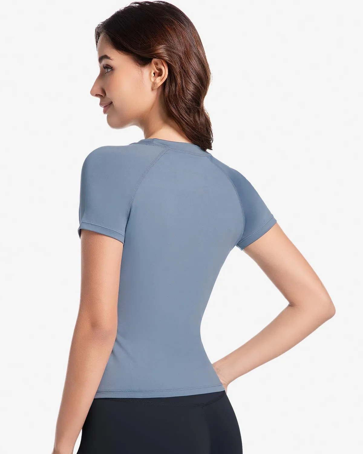 Women's Compression Shirts Short Sleeve Athletic Workout Top Dry Fit Sun Protection T-Shirt for Gym Yoga Running 2 4 Pack