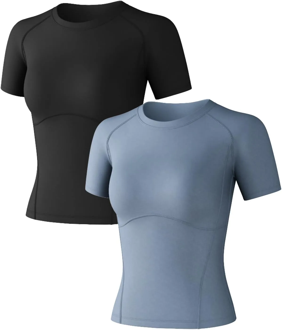 Women's Compression Shirts Short Sleeve Athletic Workout Top Dry Fit Sun Protection T-Shirt for Gym Yoga Running 2 4 Pack