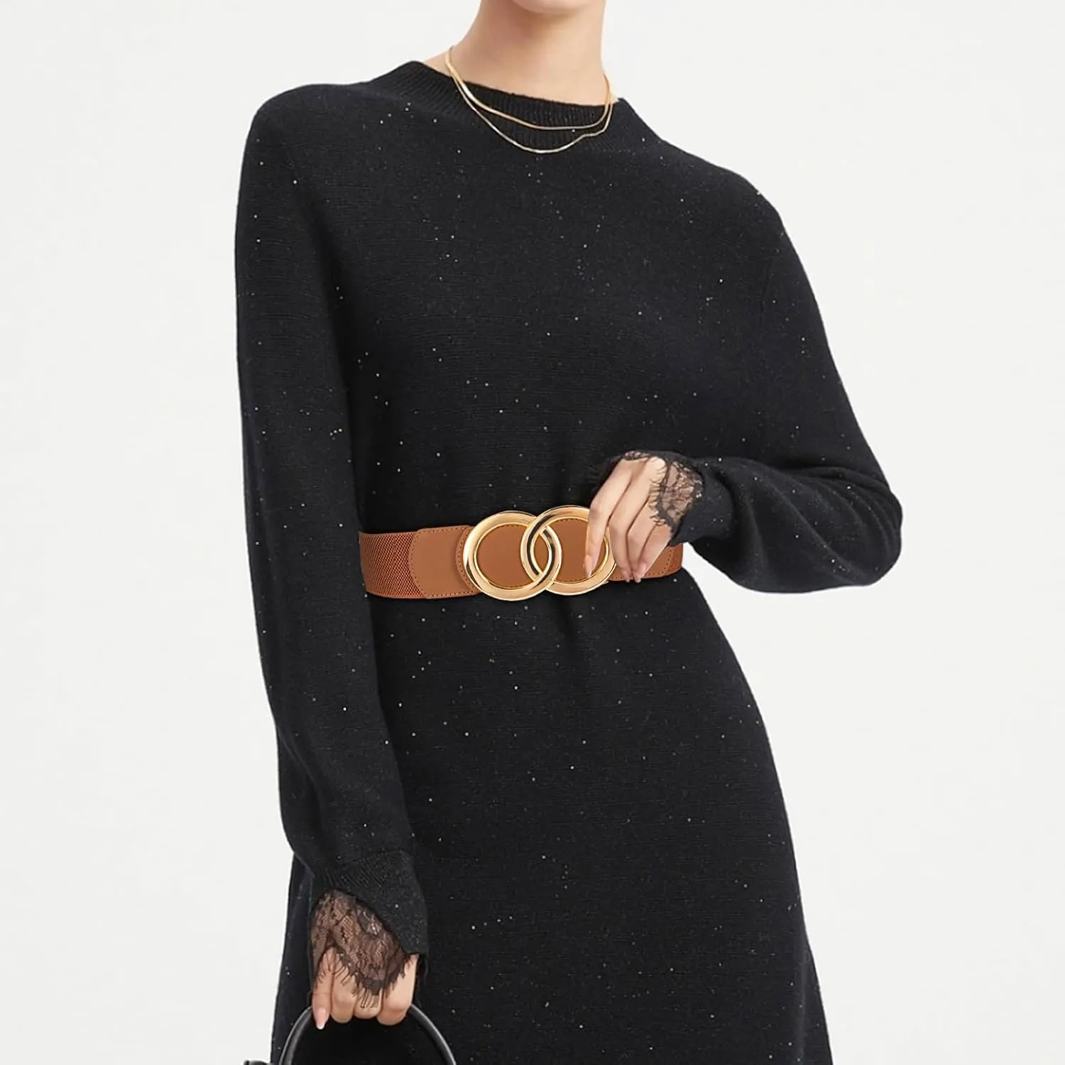 Women's Fashion Classic Metal Buckle Leather Belt with Jeans Dress