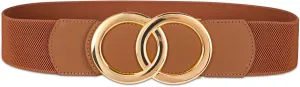 Women's Fashion Classic Metal Buckle Leather Belt with Jeans Dress