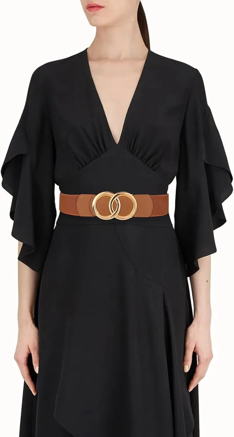 Women's Fashion Classic Metal Buckle Leather Belt with Jeans Dress