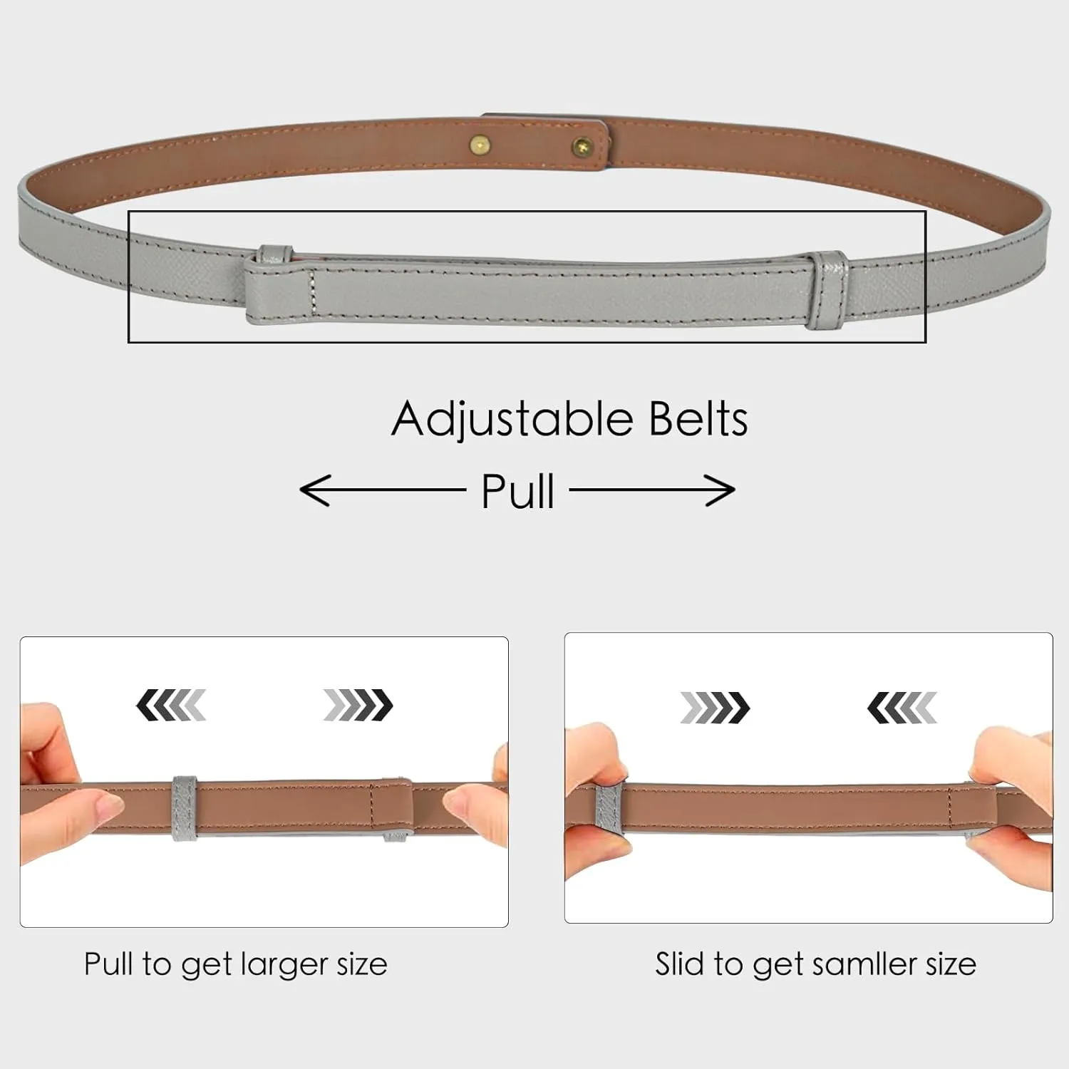 Women's Fashion Classic Metal Buckle Leather Belt with Jeans Dress