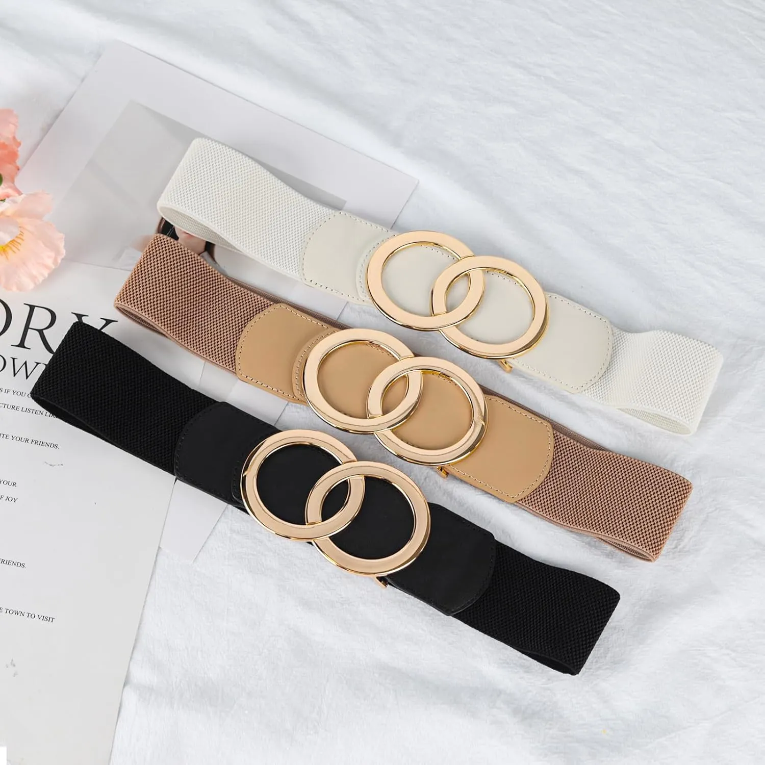 Women's Fashion Classic Metal Buckle Leather Belt with Jeans Dress