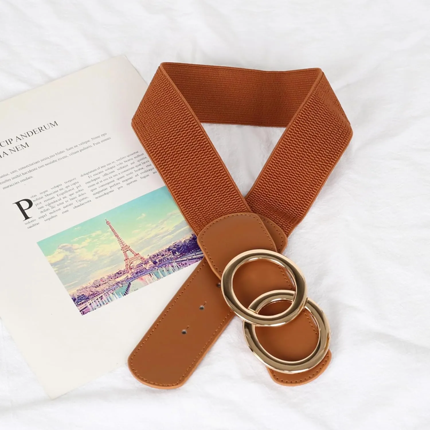 Women's Fashion Classic Metal Buckle Leather Belt with Jeans Dress