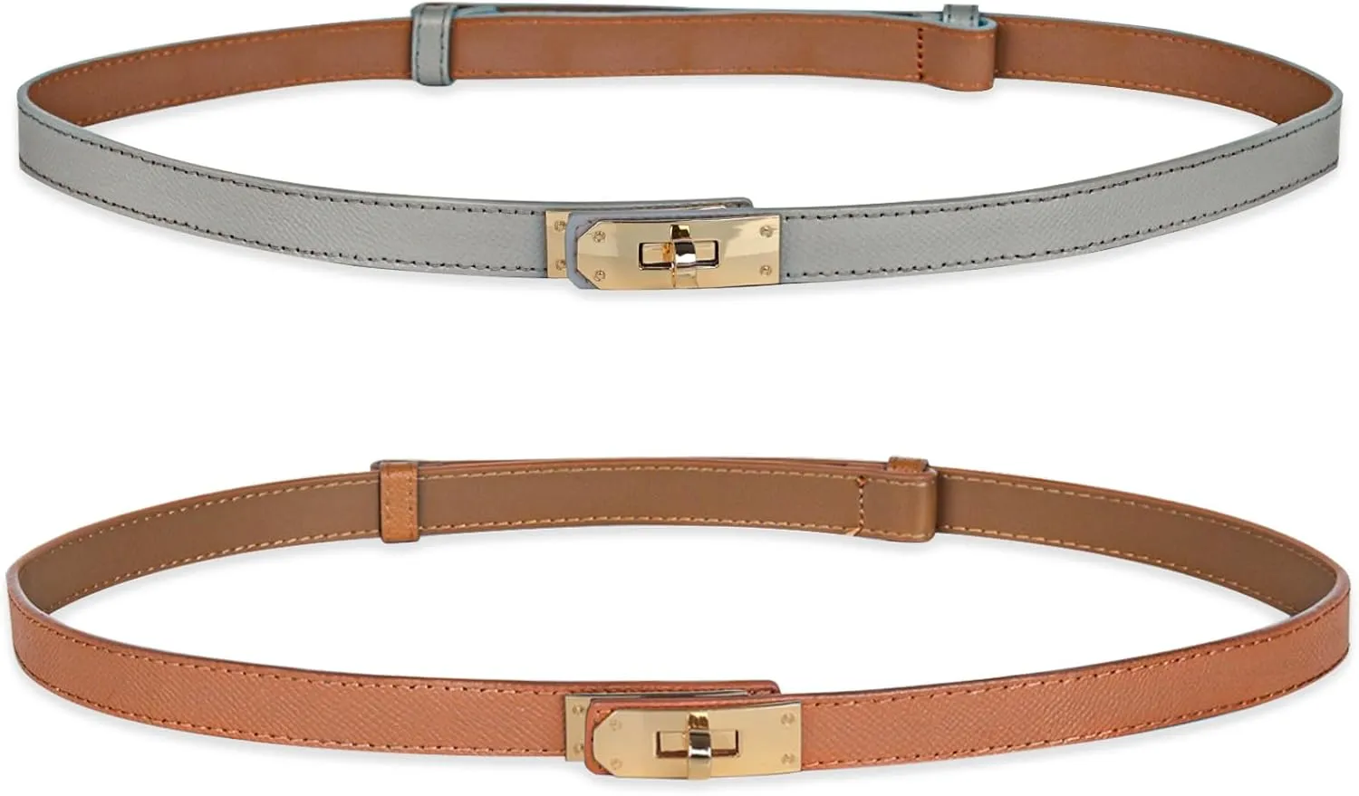 Women's Fashion Classic Metal Buckle Leather Belt with Jeans Dress