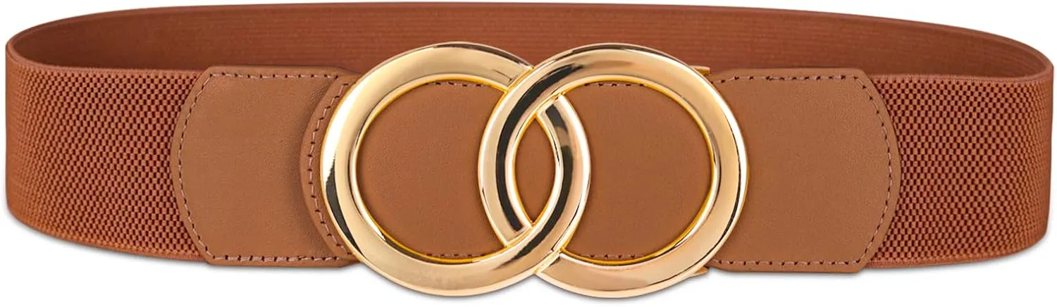 Women's Fashion Classic Metal Buckle Leather Belt with Jeans Dress