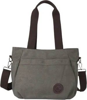 Womens Large Canvas Tote Bag Convertible Backpack Lightweight Crossbody Shoulder Bag Multi-pocket Top Handle Work Bag