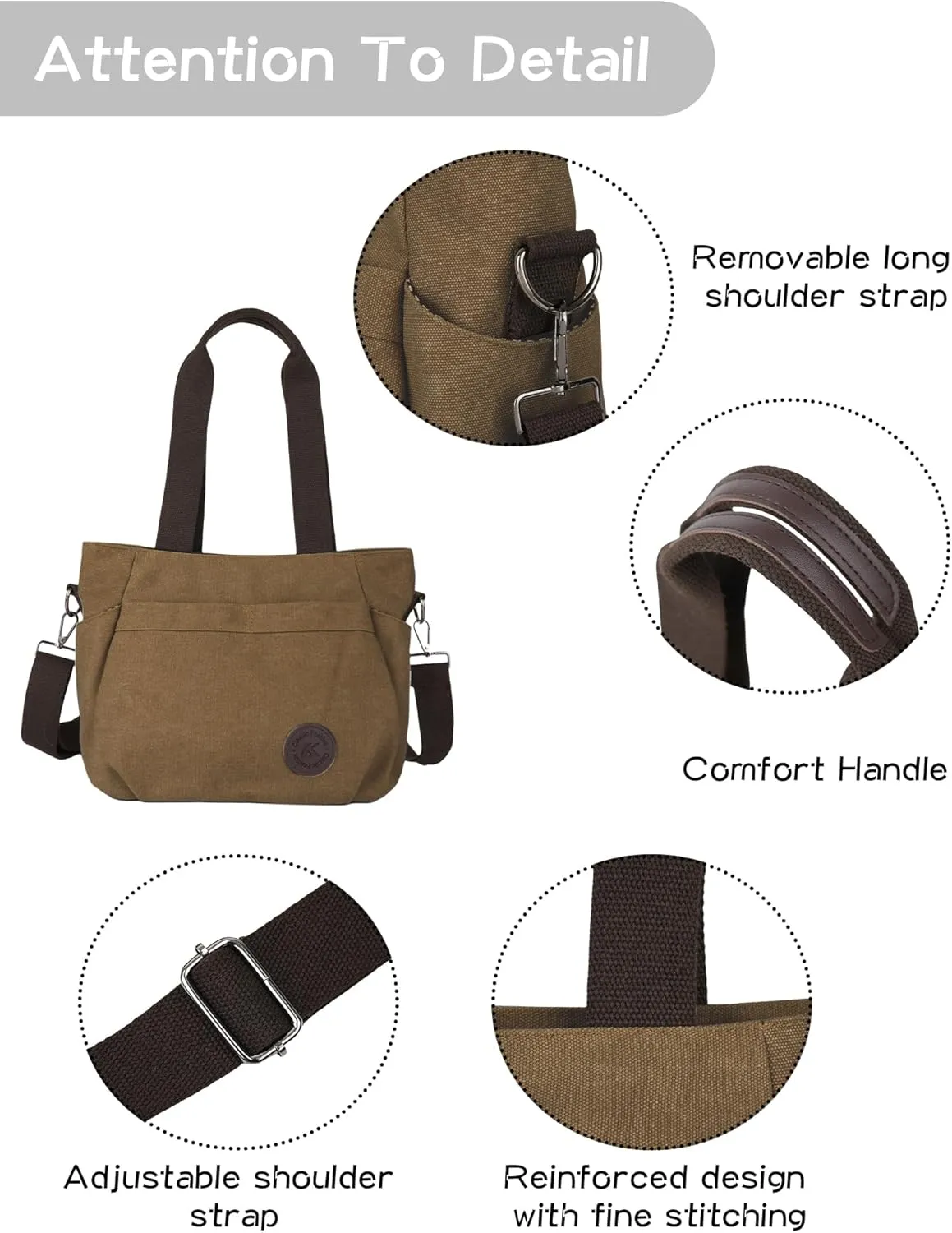 Womens Large Canvas Tote Bag Convertible Backpack Lightweight Crossbody Shoulder Bag Multi-pocket Top Handle Work Bag