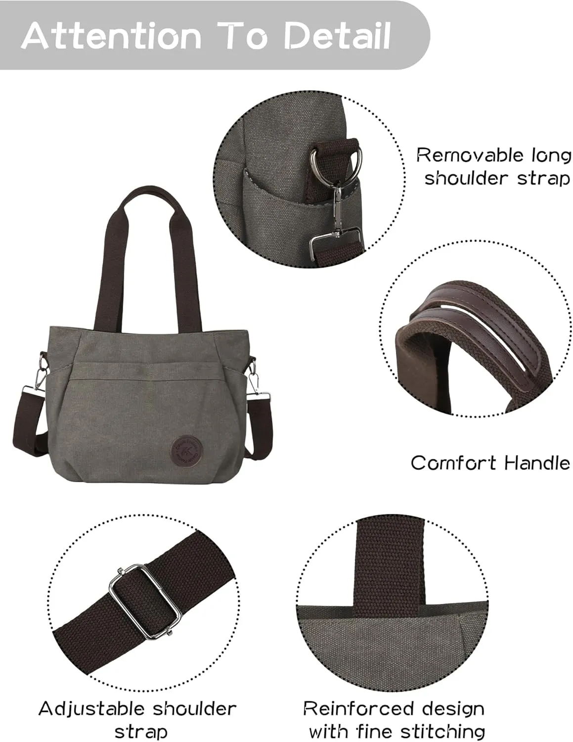 Womens Large Canvas Tote Bag Convertible Backpack Lightweight Crossbody Shoulder Bag Multi-pocket Top Handle Work Bag