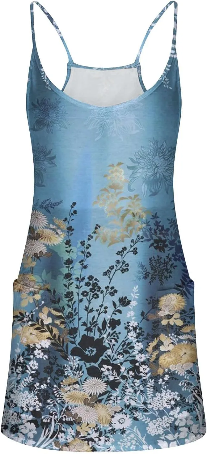 Womens Summer Dresses 2025 Trendy Boho Floral Print Cute Sundress Oversized Sleeveless Sexy Beach Vacation Mini Dress