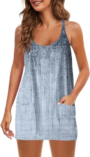Womens Summer Dresses 2025 Trendy Boho Floral Print Cute Sundress Oversized Sleeveless Sexy Beach Vacation Mini Dress