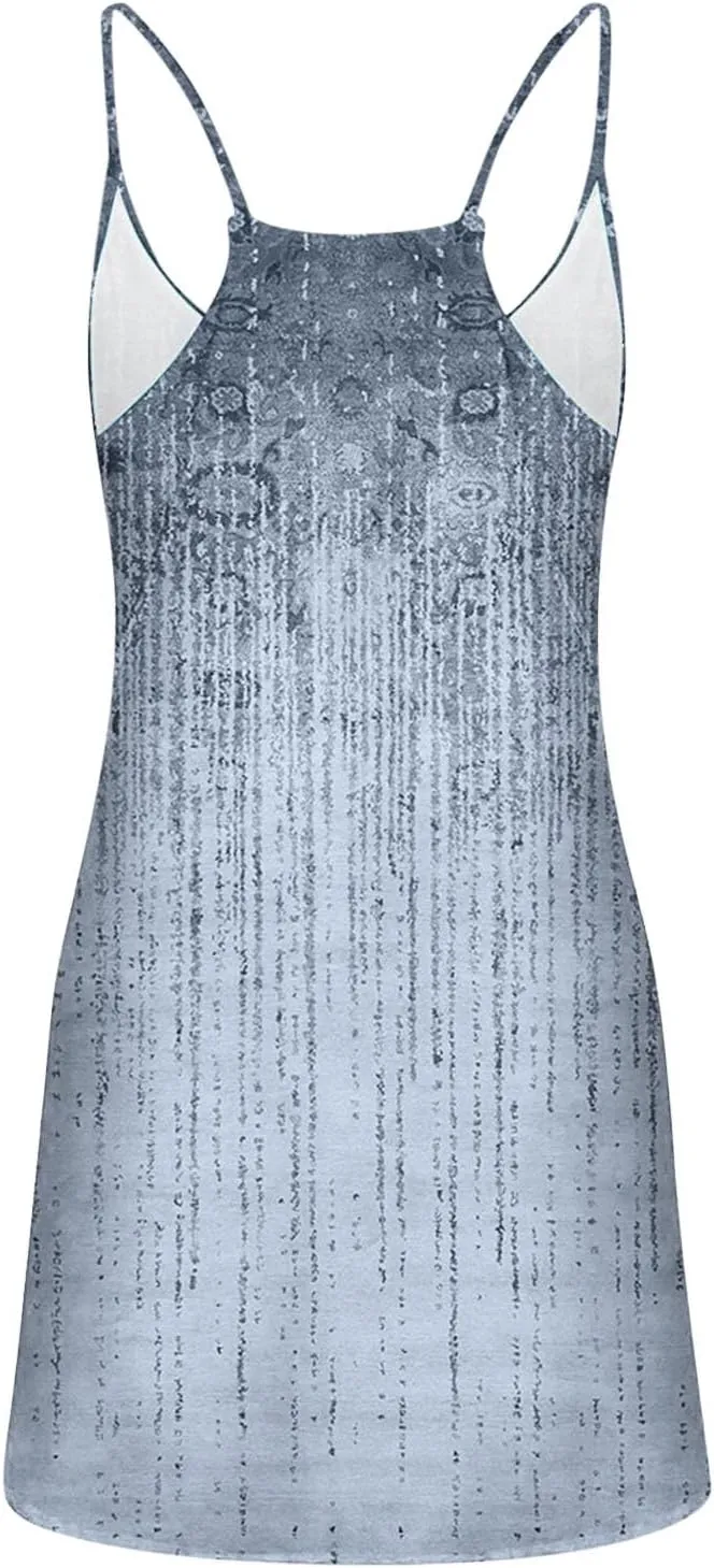 Womens Summer Dresses 2025 Trendy Boho Floral Print Cute Sundress Oversized Sleeveless Sexy Beach Vacation Mini Dress