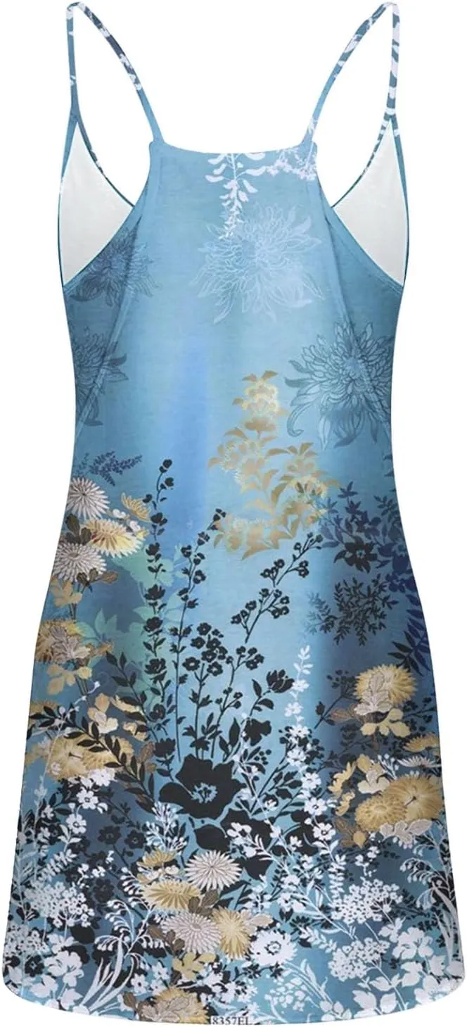 Womens Summer Dresses 2025 Trendy Boho Floral Print Cute Sundress Oversized Sleeveless Sexy Beach Vacation Mini Dress
