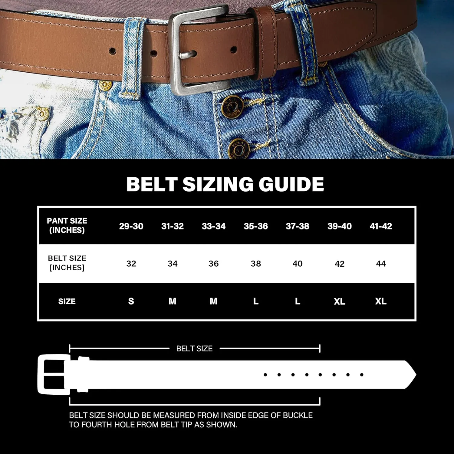 Wrangler Mens Leather Belt, Country Casual Every Day Belt for Jeans