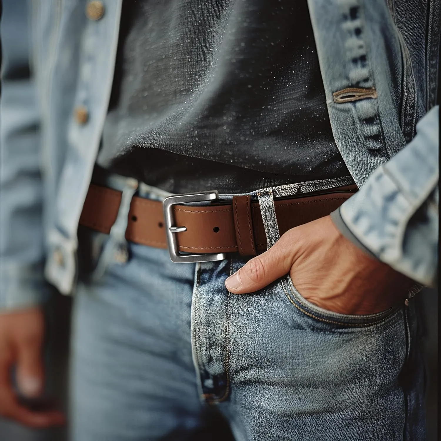 Wrangler Mens Leather Belt, Country Casual Every Day Belt for Jeans