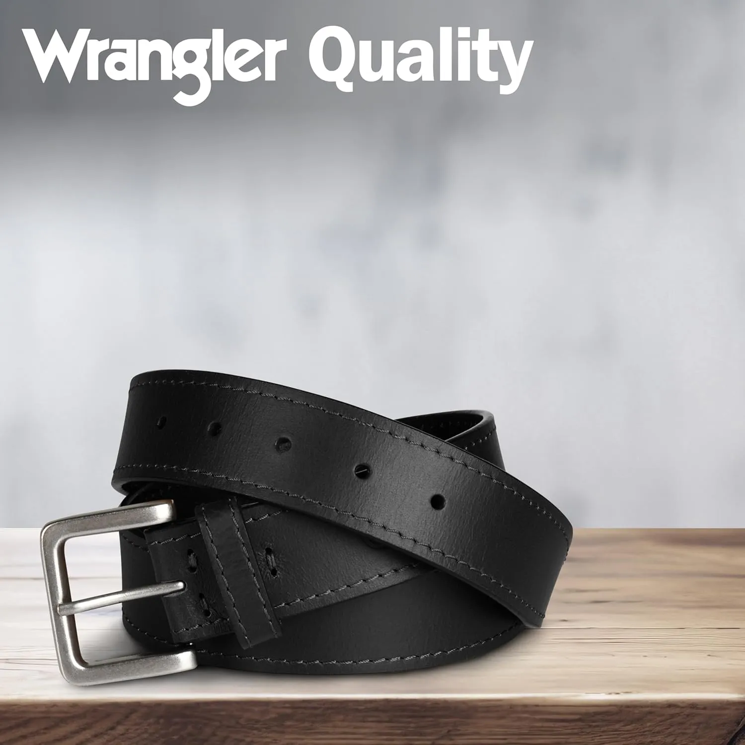 Wrangler Mens Leather Belt, Country Casual Every Day Belt for Jeans