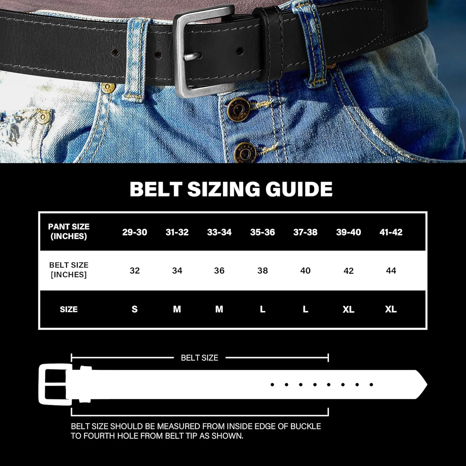 Wrangler Mens Leather Belt, Country Casual Every Day Belt for Jeans