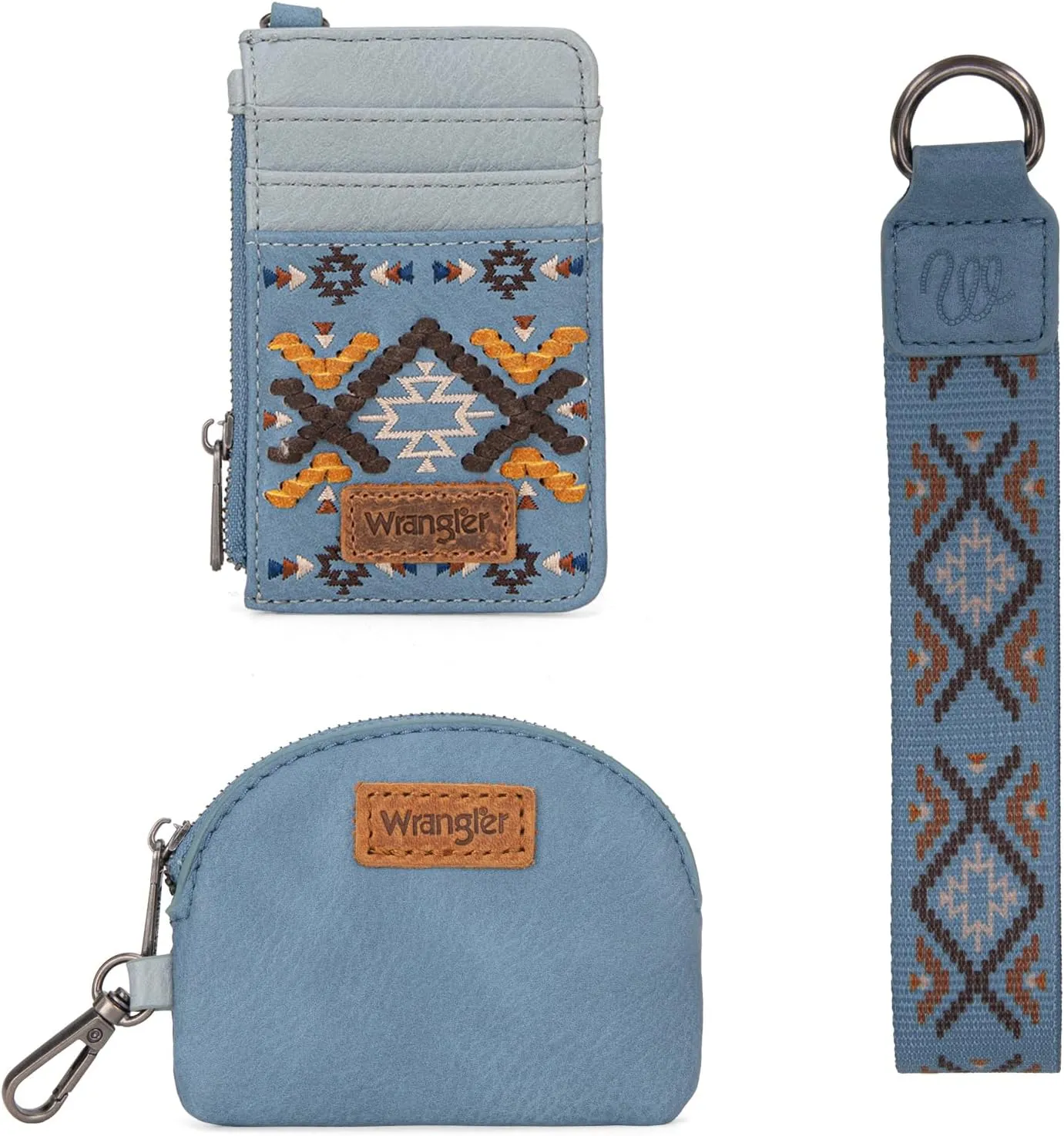 Wrangler Western Keychain Wristlet Wallets for Women Retro Dual Pouch Wristlet Credit Card Holder Wallet with Zipper Pocket WG2214-W0051JN