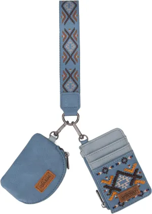 Wrangler Western Keychain Wristlet Wallets for Women Retro Dual Pouch Wristlet Credit Card Holder Wallet with Zipper Pocket WG2214-W0051JN