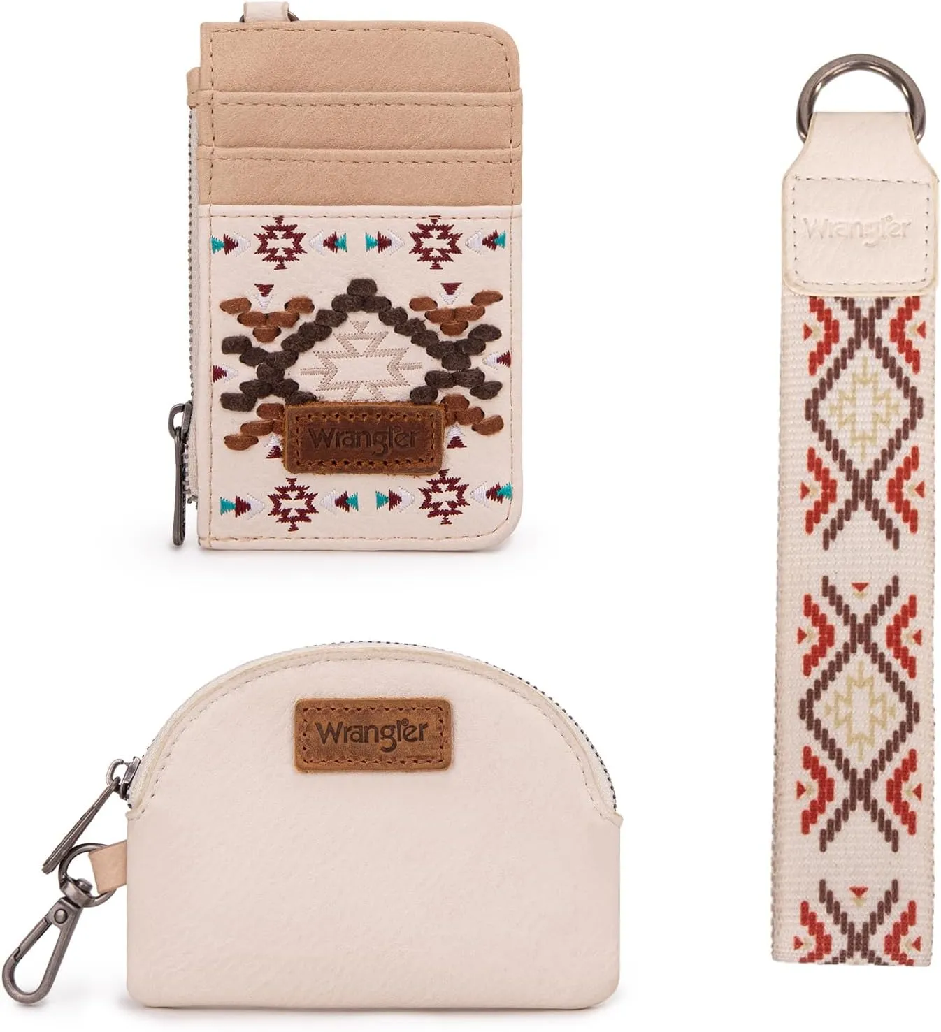 Wrangler Western Keychain Wristlet Wallets for Women Retro Dual Pouch Wristlet Credit Card Holder Wallet with Zipper Pocket WG2214-W0051TN
