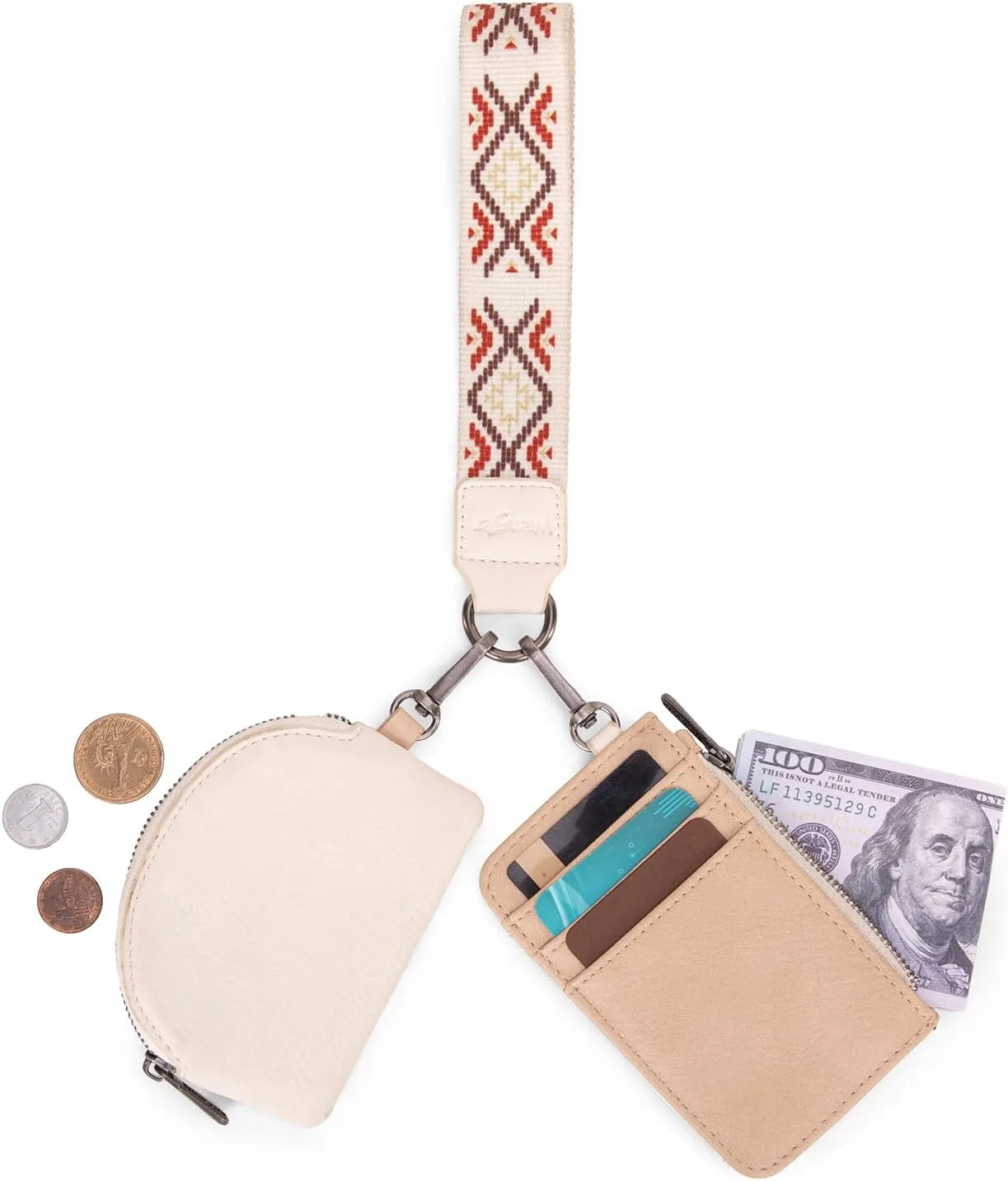 Wrangler Western Keychain Wristlet Wallets for Women Retro Dual Pouch Wristlet Credit Card Holder Wallet with Zipper Pocket WG2214-W0051TN