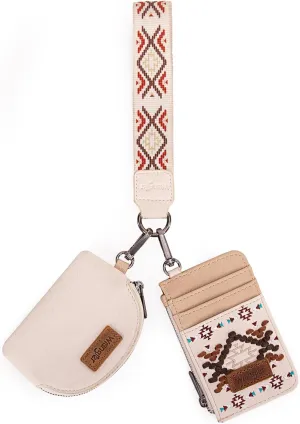 Wrangler Western Keychain Wristlet Wallets for Women Retro Dual Pouch Wristlet Credit Card Holder Wallet with Zipper Pocket WG2214-W0051TN