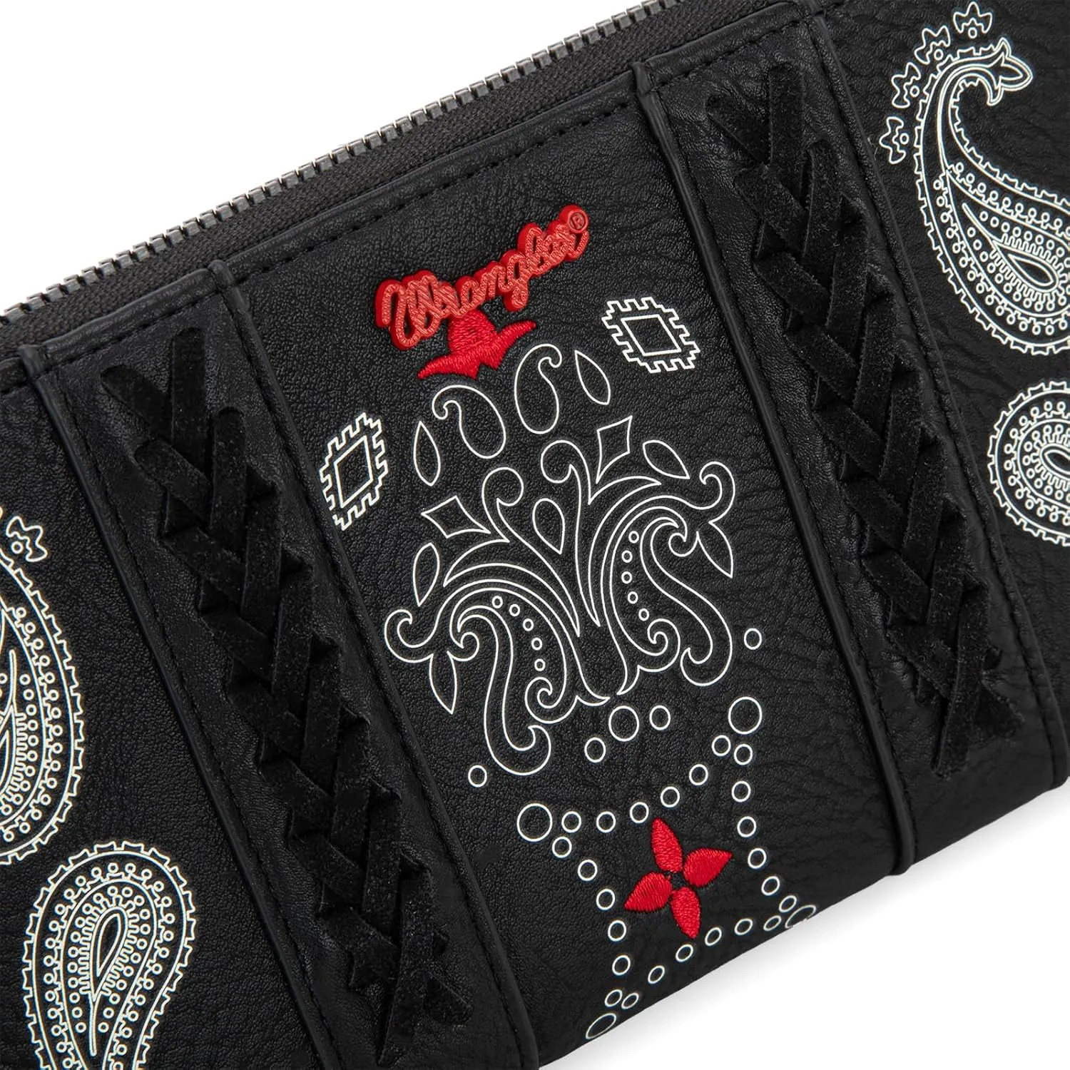 Wrangler Wristlet Wallet for Women, Large Passport Wallet, Boutique Paisley Designer Women Wallet, Black