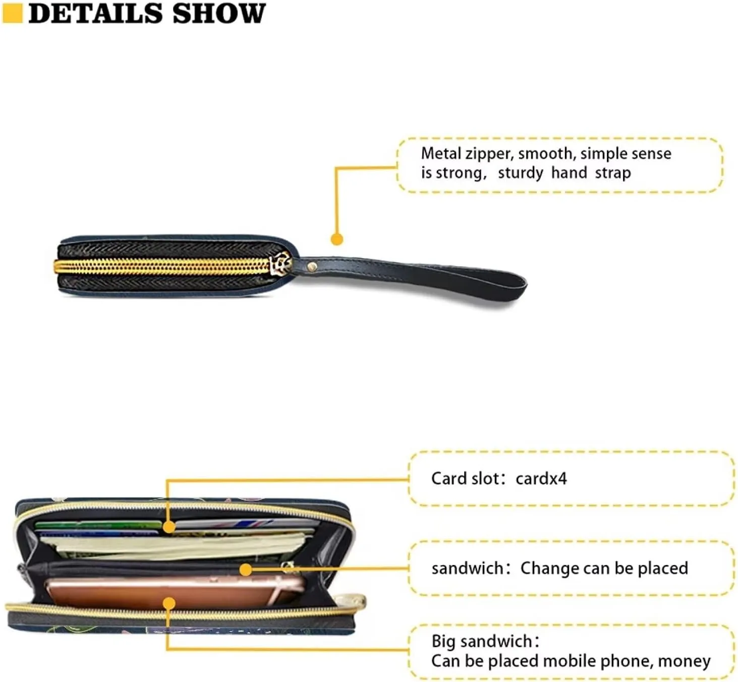 Wristlet Wallet for Women Leather Zip Around Clutch Travel Purse Fashion Travel Business Shopping Money Clips